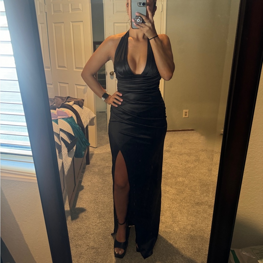 NWT Black Satin Formal Dress - Picture 5 of 5